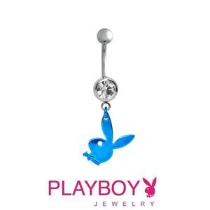 Playboy Bunny Belly Ring 14G Navel Bar Dangle – 316L Steel Licensed Jewelry